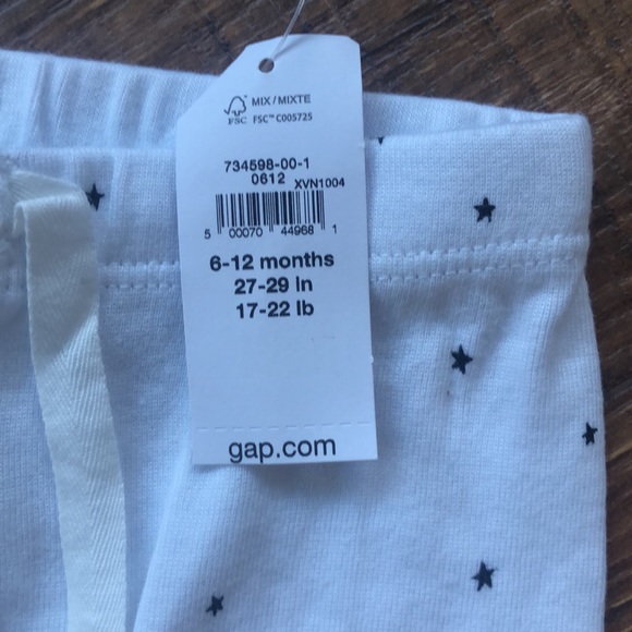 NWT GAP BABY Blue Onesis with pants & 3 pair pants white with black all 6-12 mos - Picture 5 of 9